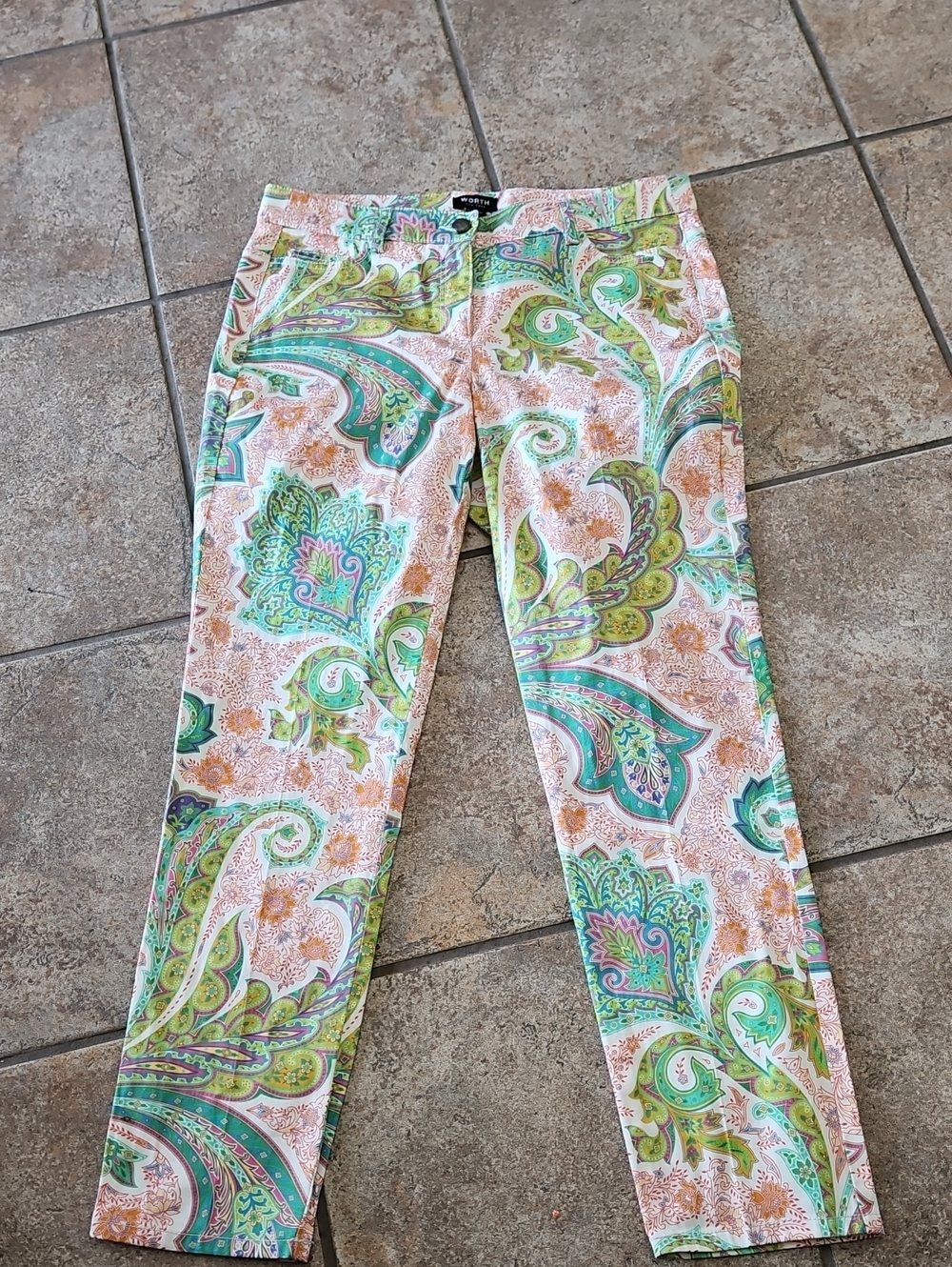 Worth Women’s Paisley Pants in Green & Pink Size 4